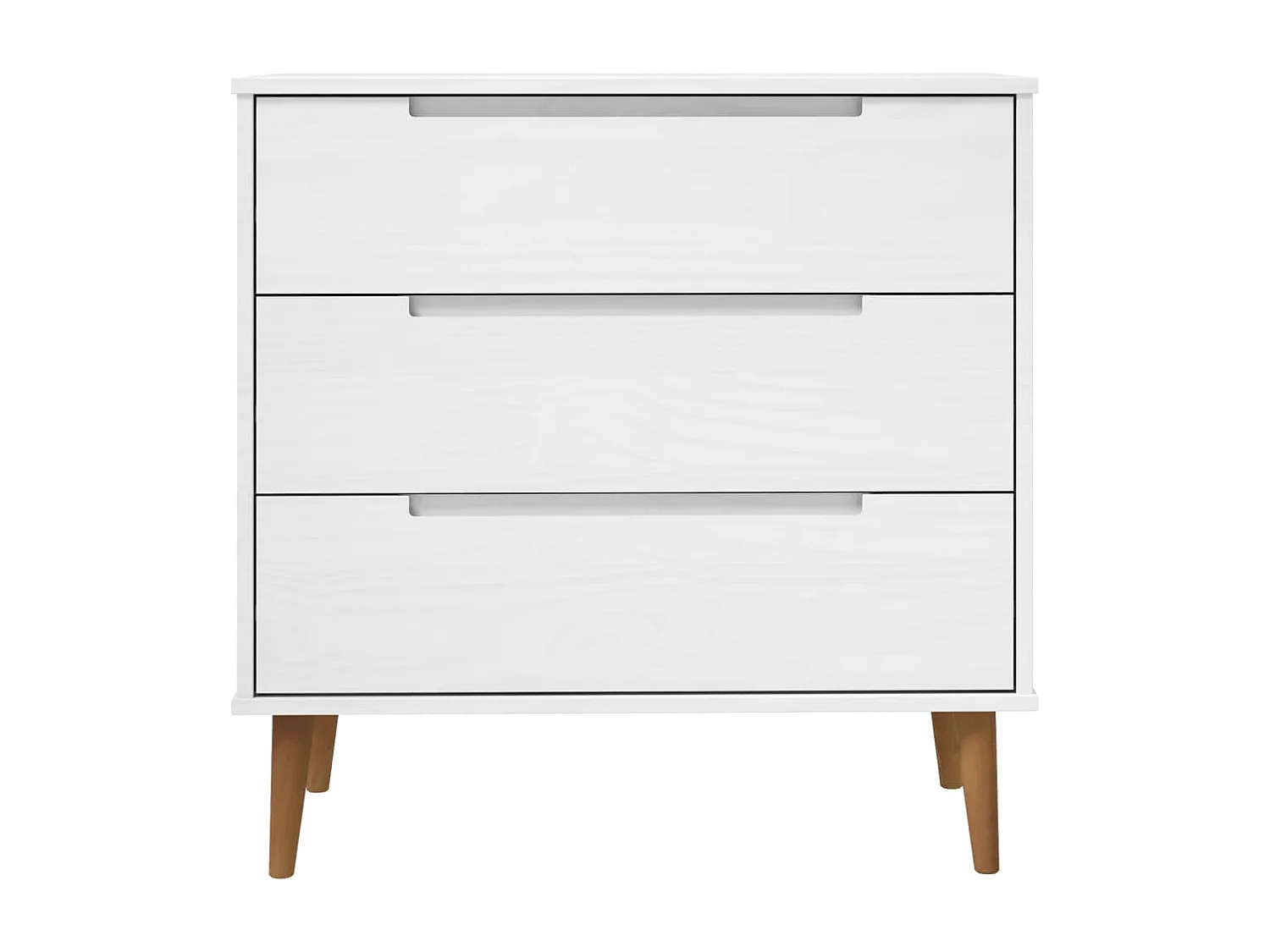 MOLDE Kommode Weiß 80x40x80 cm Massives Kiefernholz