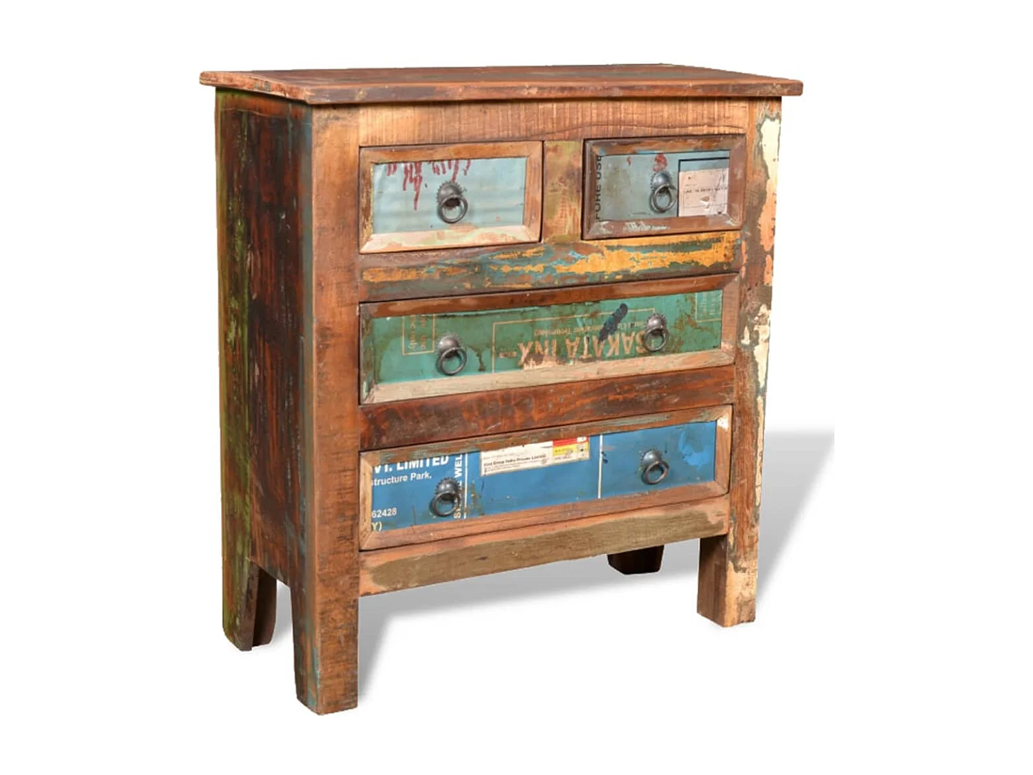 Armário com 4 gavetas Madeira recuperada maciça