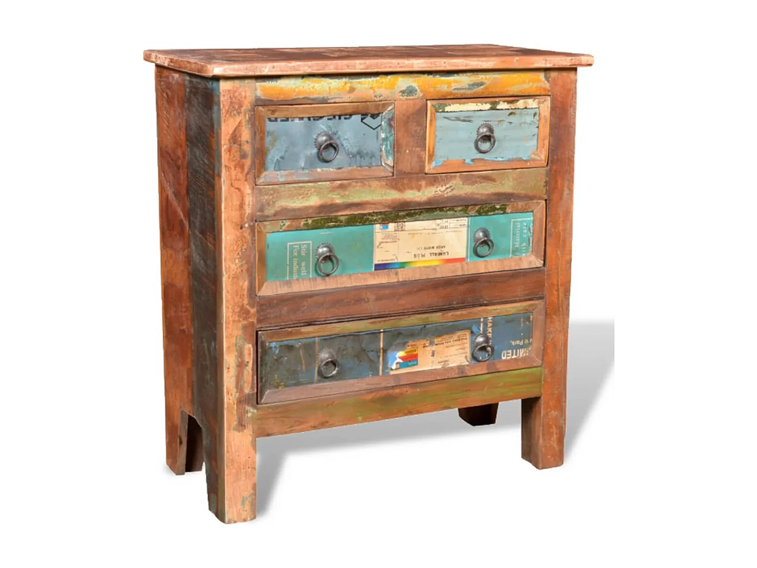 Armário com 4 gavetas Madeira recuperada maciça