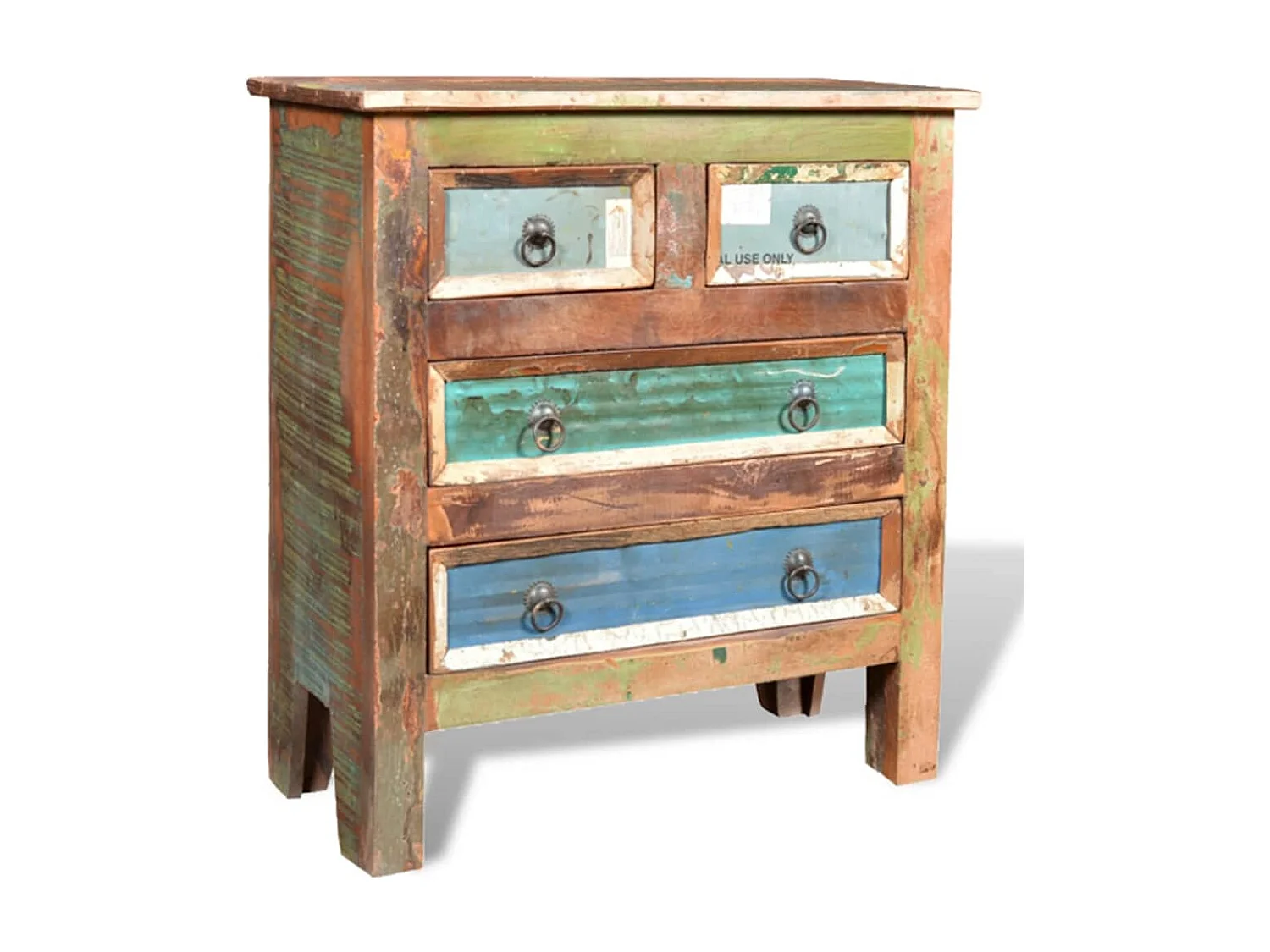 Armário com 4 gavetas Madeira recuperada maciça