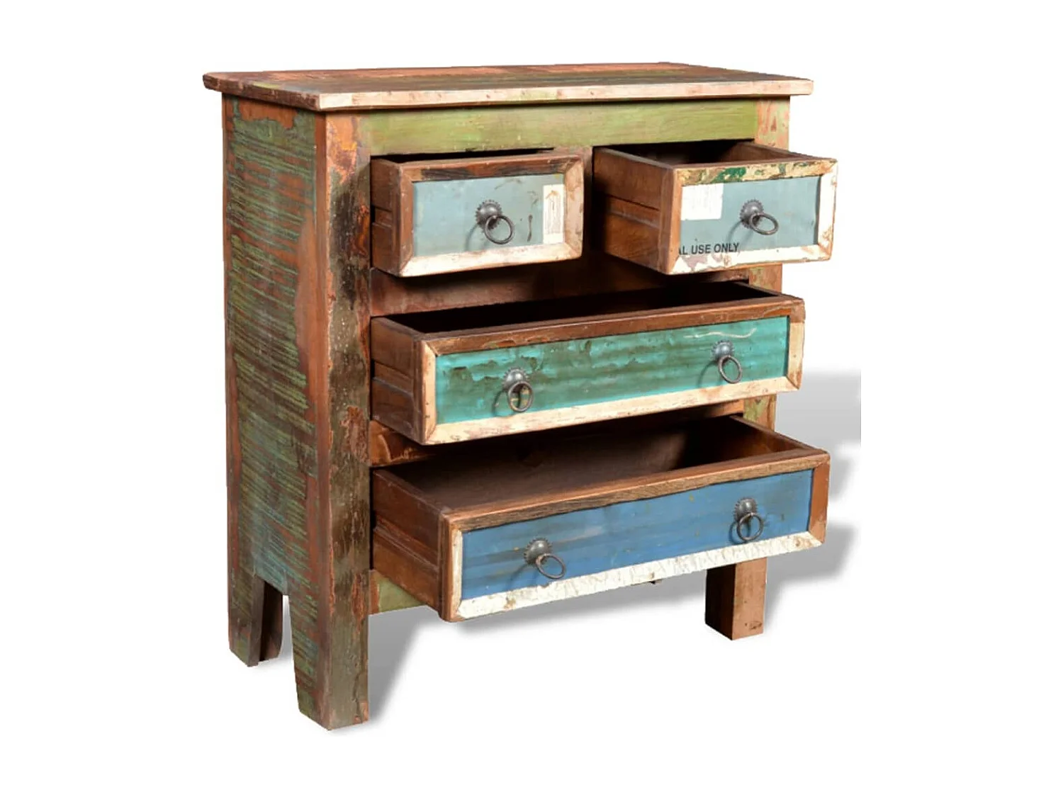 Armário com 4 gavetas Madeira recuperada maciça