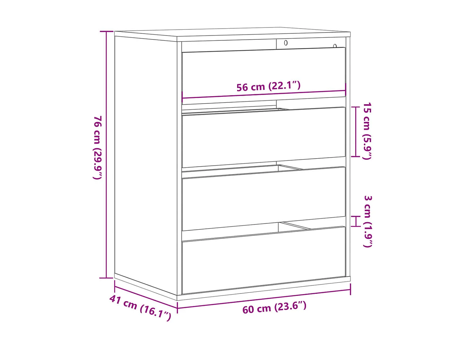 Commode d'angle chêne marron 60x41x76 cm bois d'ingénierie