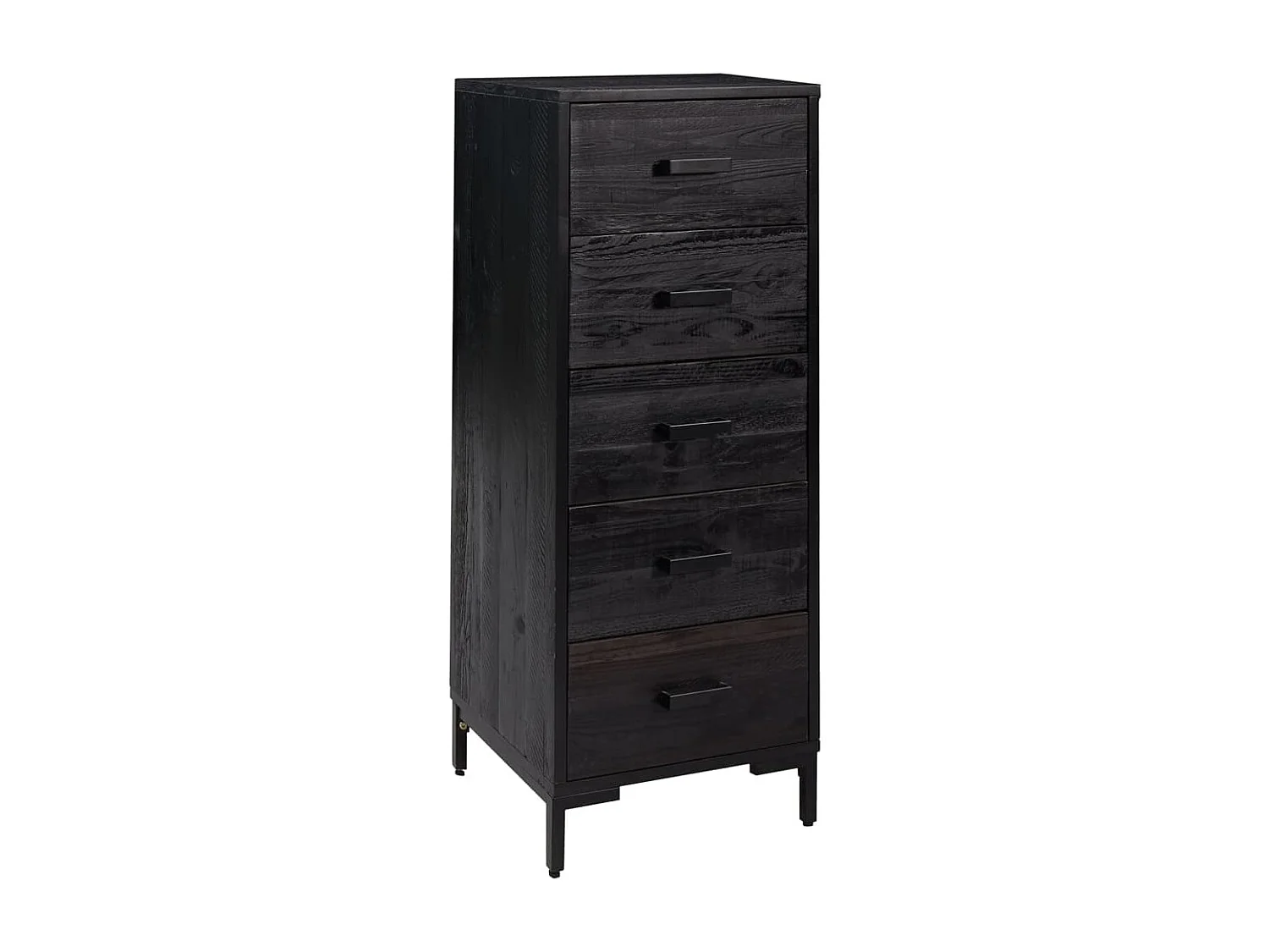 Cómoda negra 42x35x110 cm Madera maciza de pino