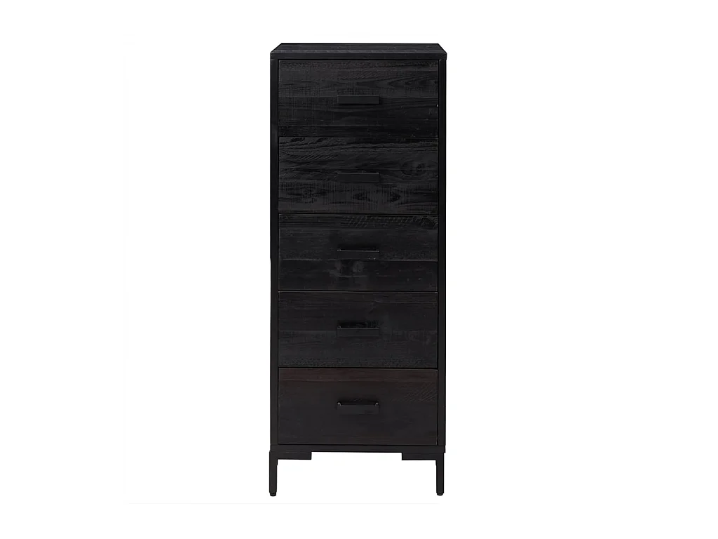 Cómoda negra 42x35x110 cm Madera maciza de pino