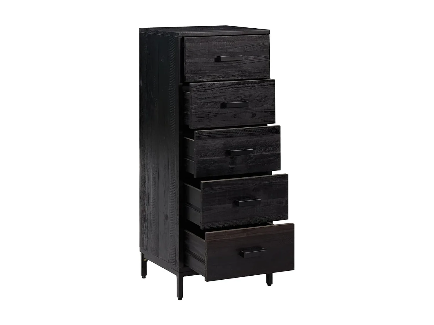 Commode Noir 42x35x110 cm Bois de pin massif
