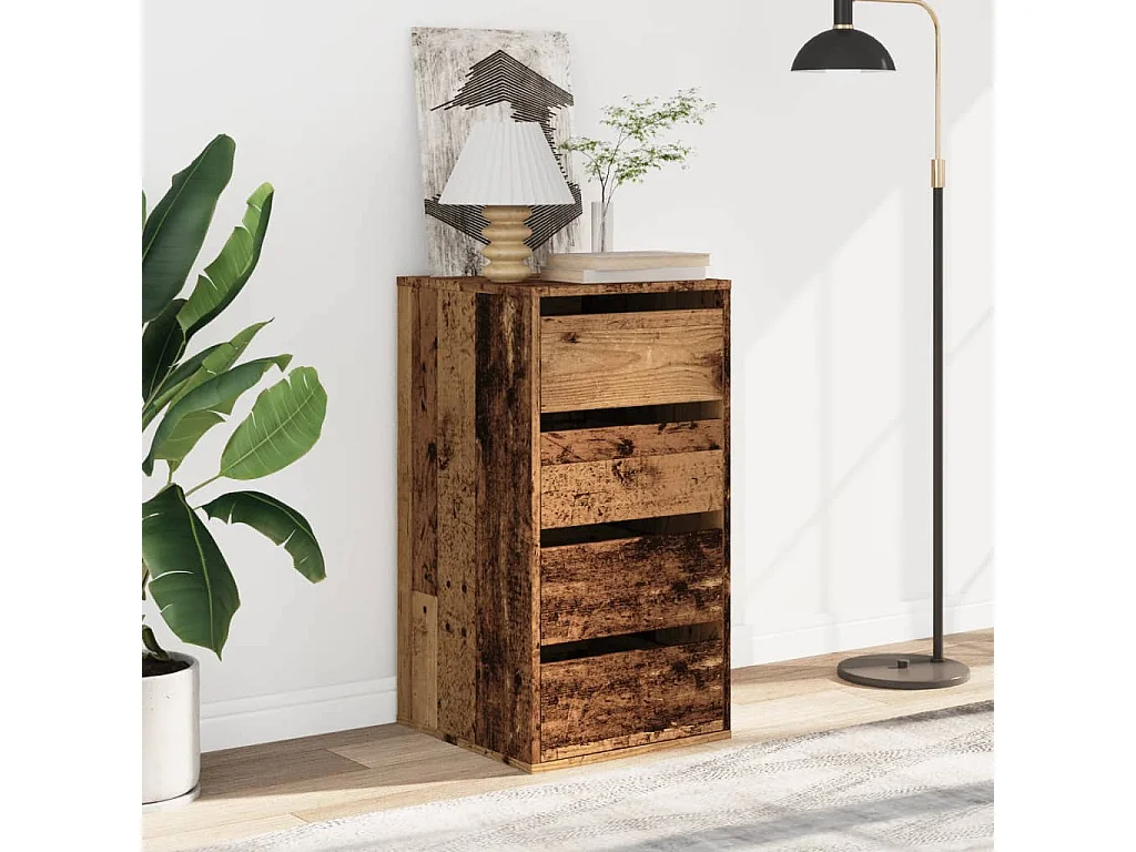 Commode d'angle vieux bois 40x41x76 cm bois d'ingénierie