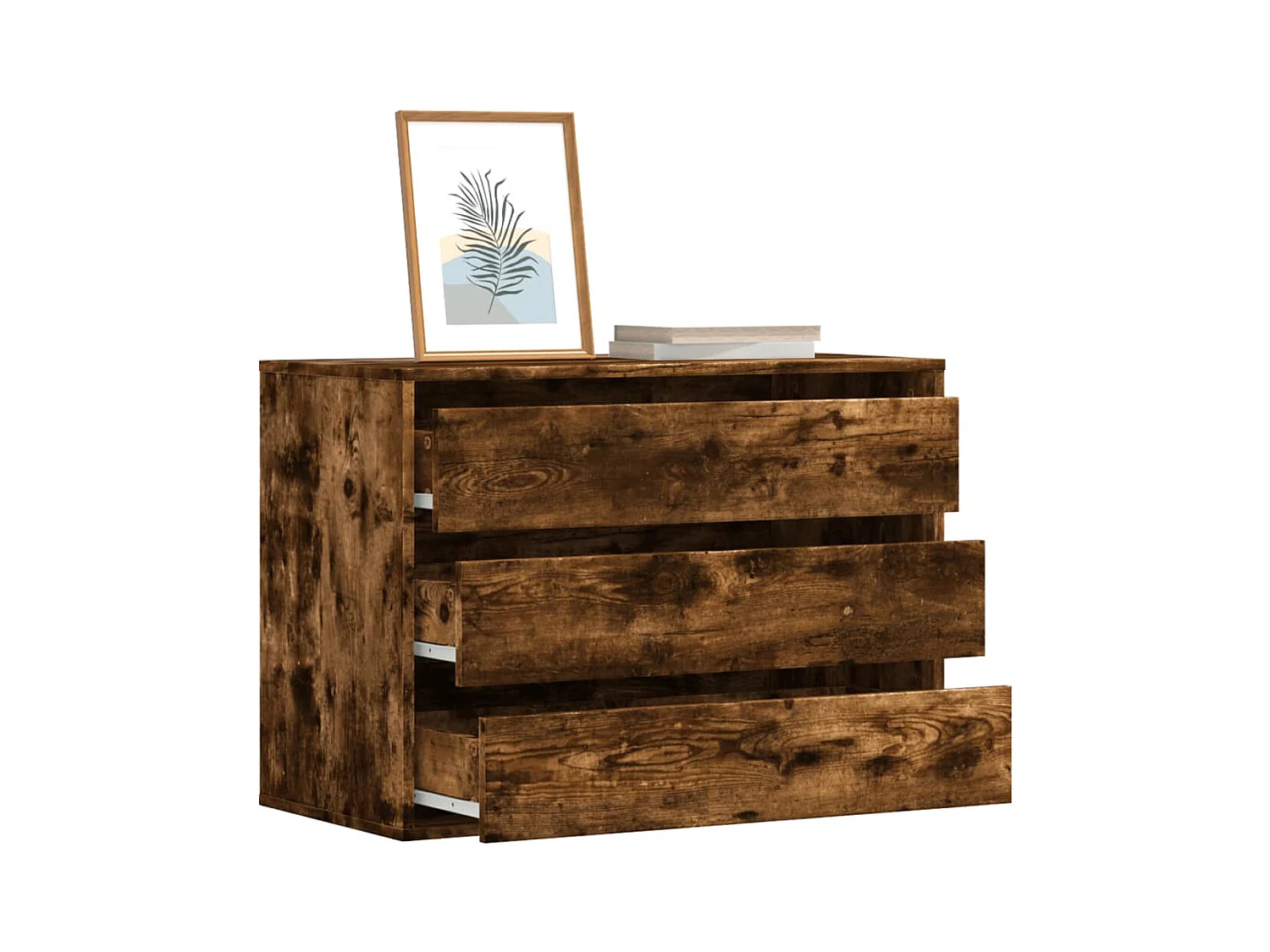 Commode d'angle chêne fumé 80x41x58 cm bois d'ingénierie