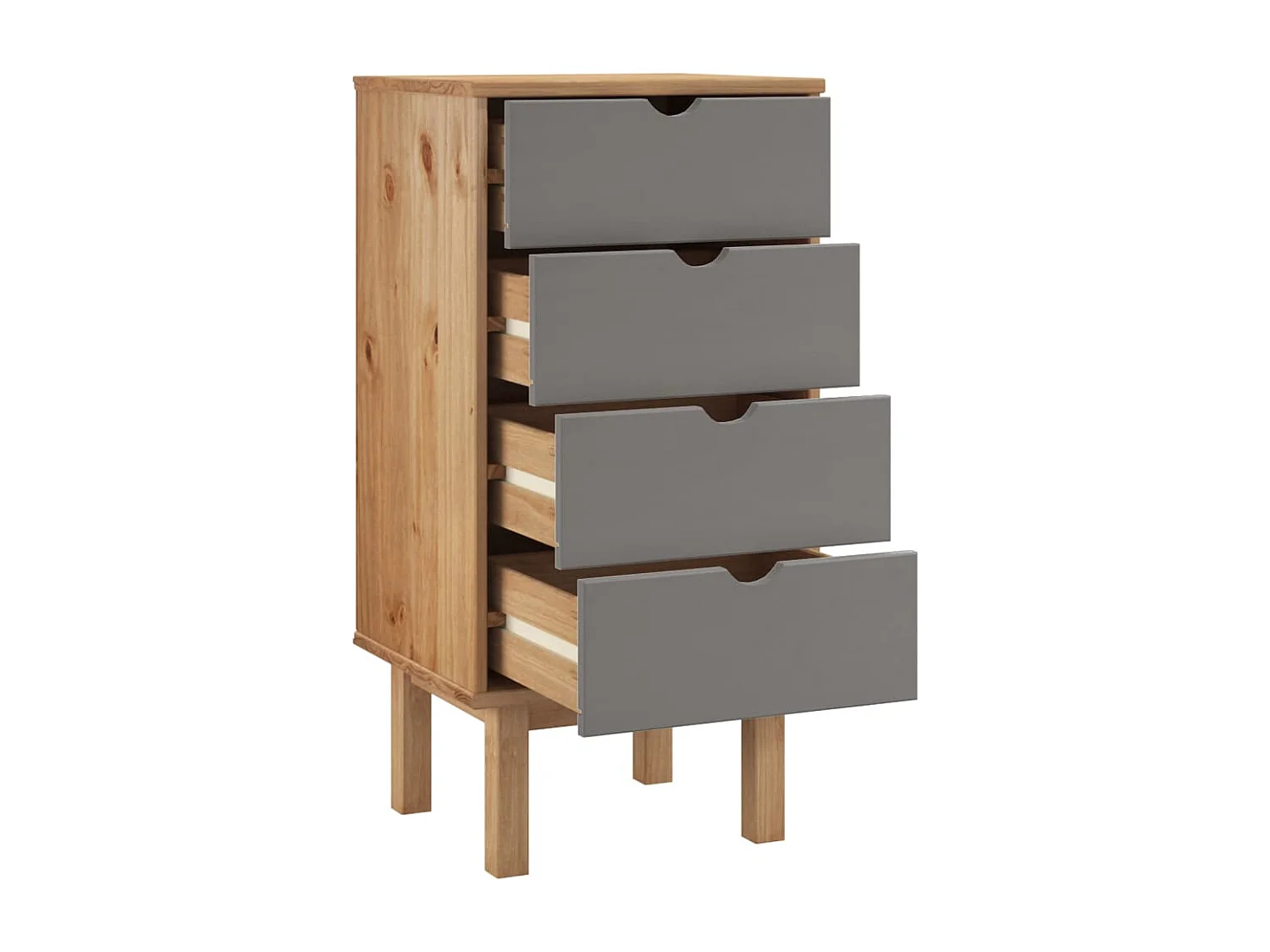 Commode OTTA marron et gris 45x39x90 cm bois de pin massif