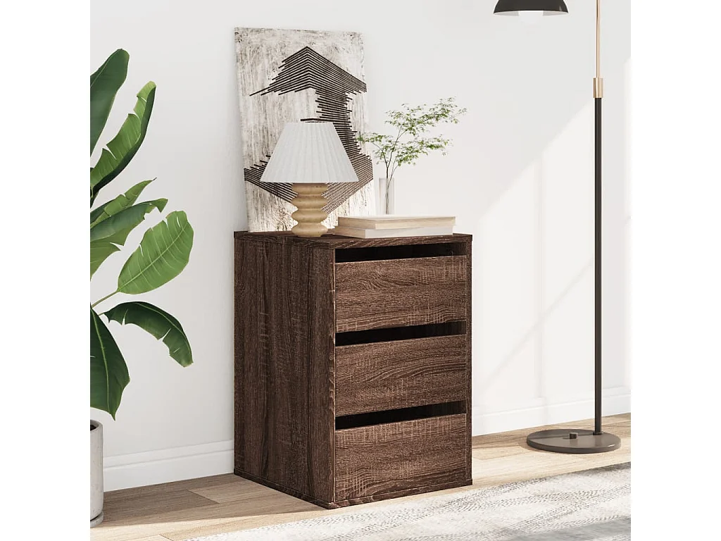 Commode d'angle chêne marron 40x41x58 cm bois d'ingénierie