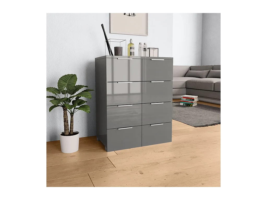 Buffet Gris brillant 60x35x80 cm Bois d'ingénierie