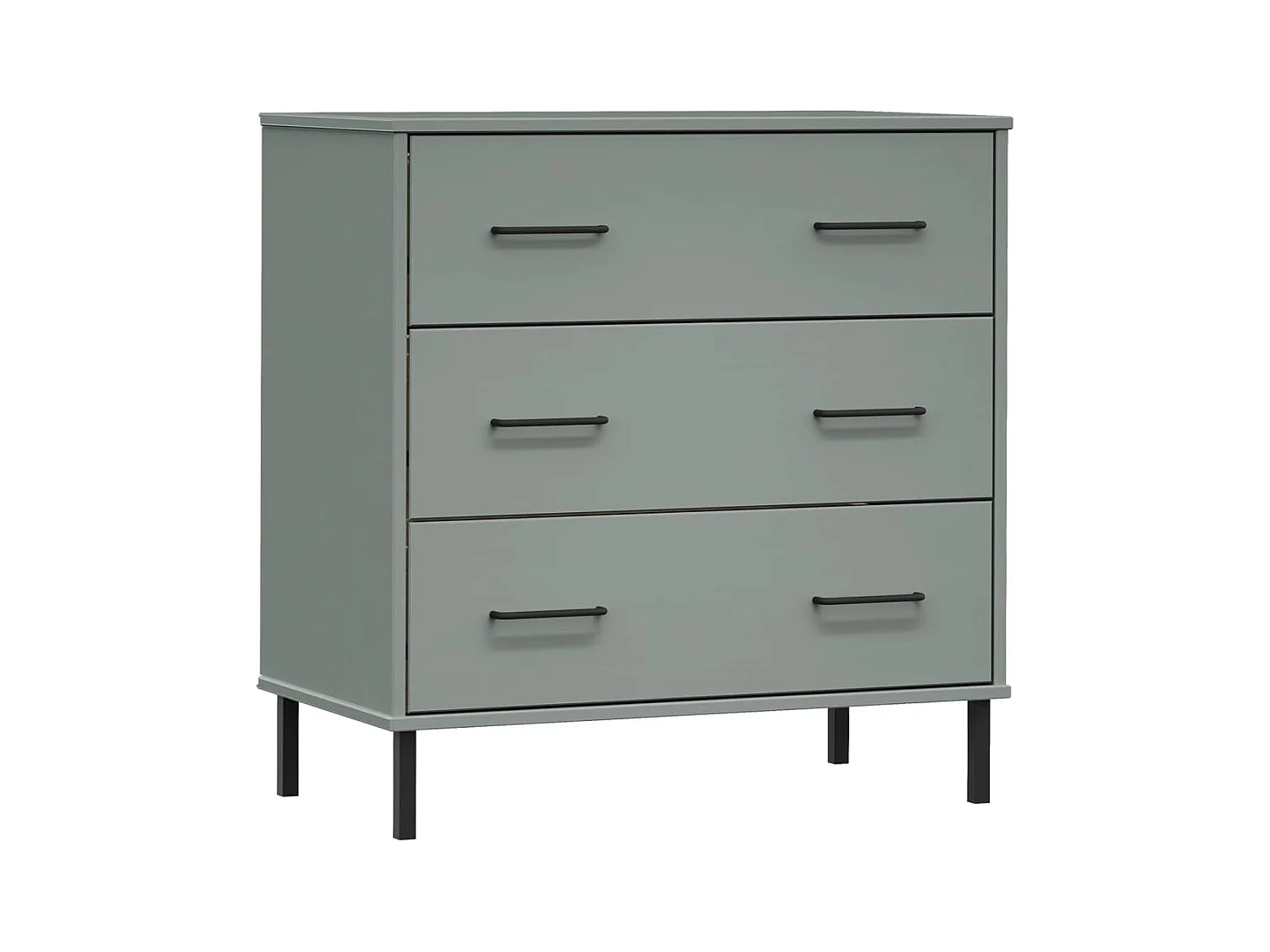 Buffet avec 3 tiroirs Gris 77x40x79,5 cm Bois massif OSLO