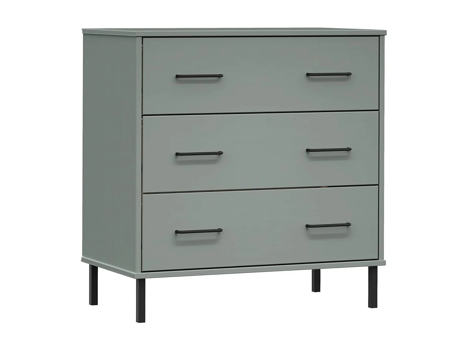 Buffet avec 3 tiroirs Gris 77x40x79,5 cm Bois massif OSLO