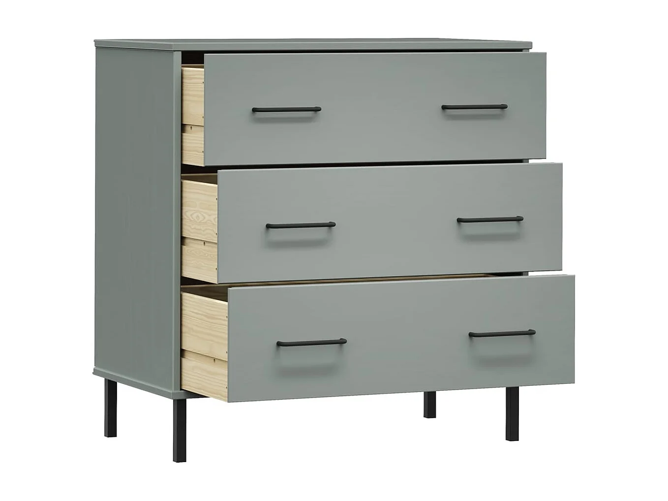 Buffet avec 3 tiroirs Gris 77x40x79,5 cm Bois massif OSLO