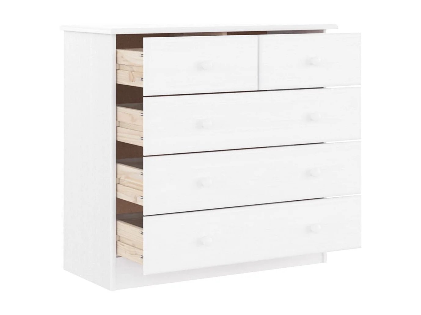 Cassettiera ALTA bianca 77x35x73 cm in legno massello di pino