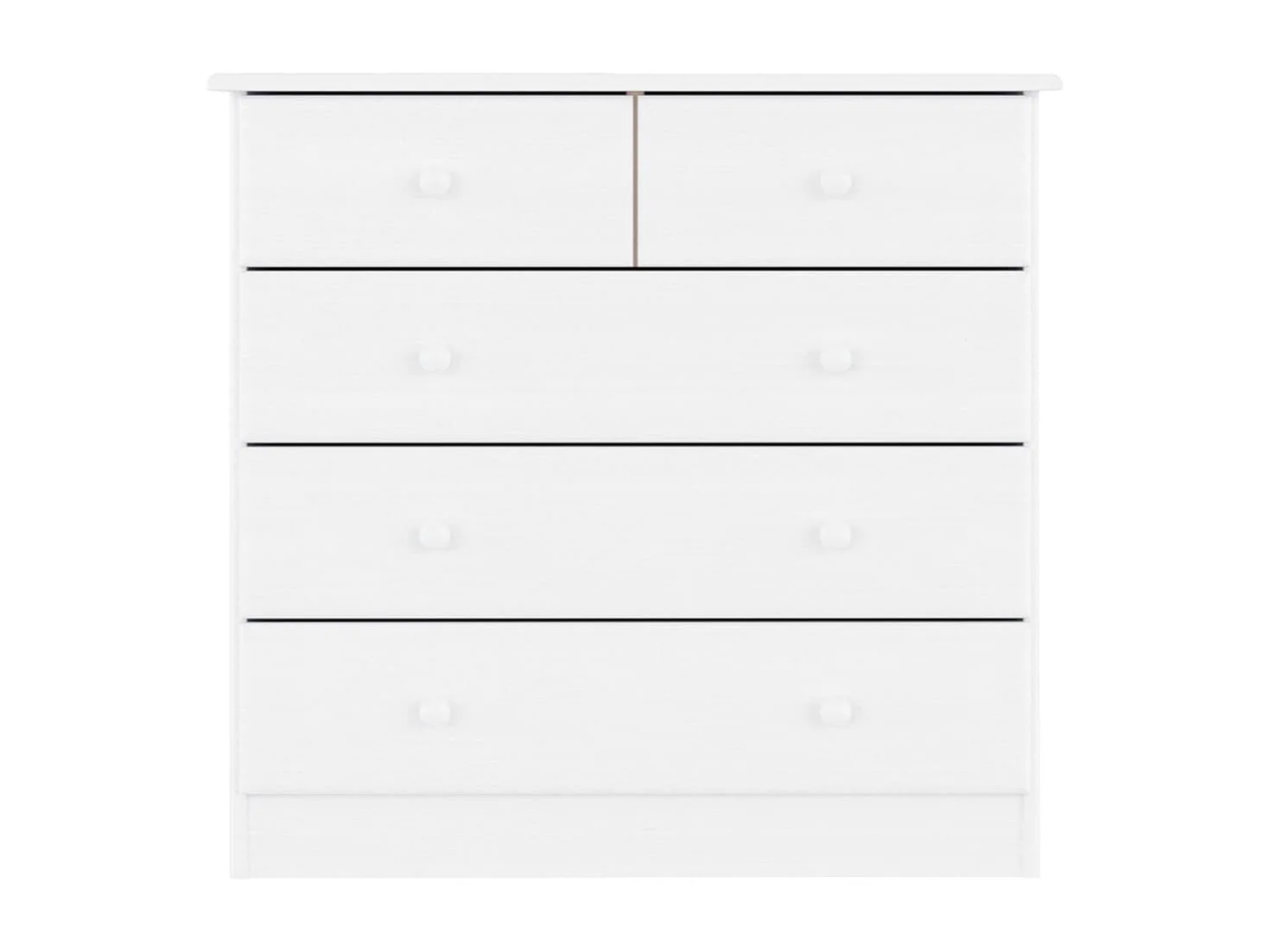 Cassettiera ALTA bianca 77x35x73 cm in legno massello di pino