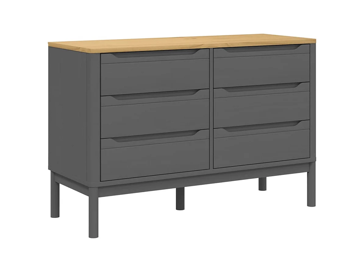Cómoda FLORO de madera maciza de pino gris