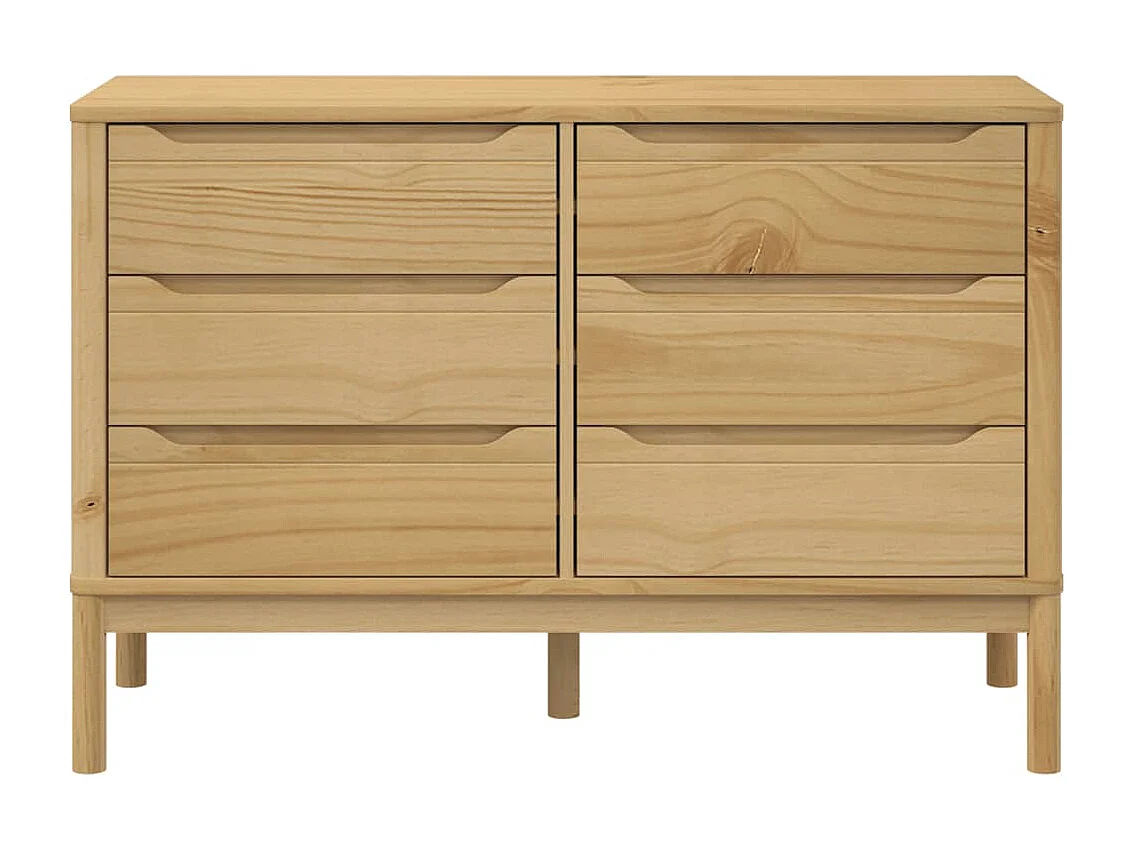 Cômoda FLORO cera marrom madeira maciça de pinho