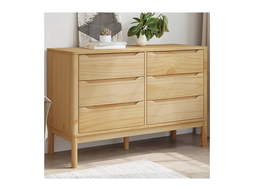 Commode FLORO cire marron bois de pin massif