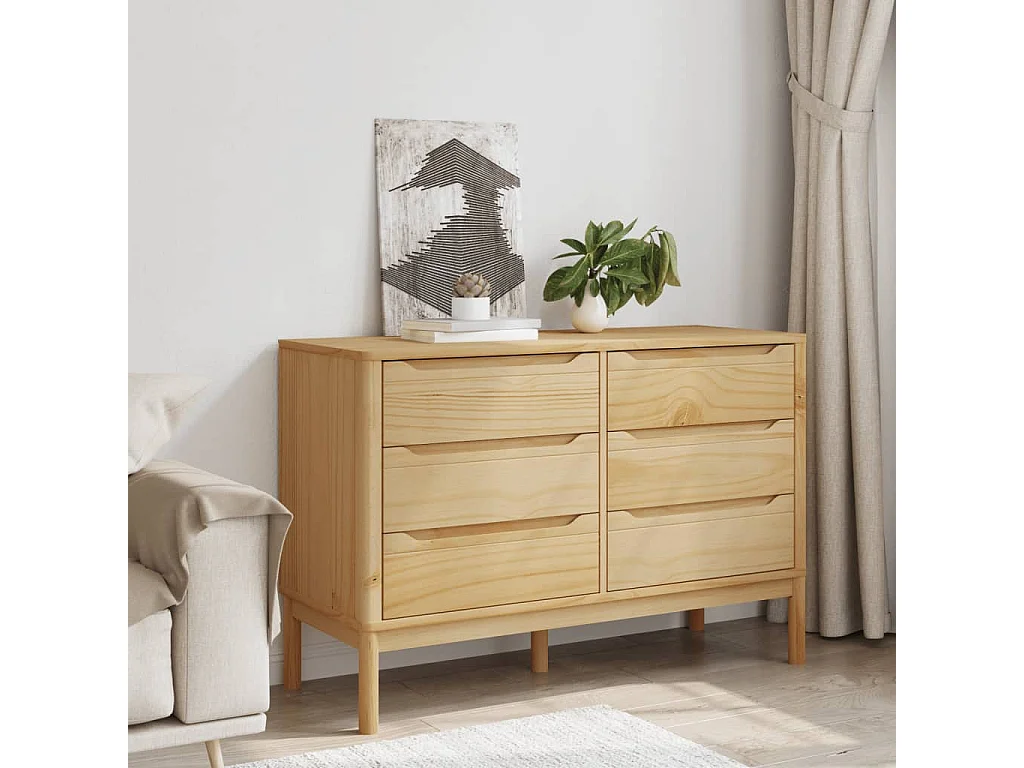 Cômoda FLORO cera marrom madeira maciça de pinho