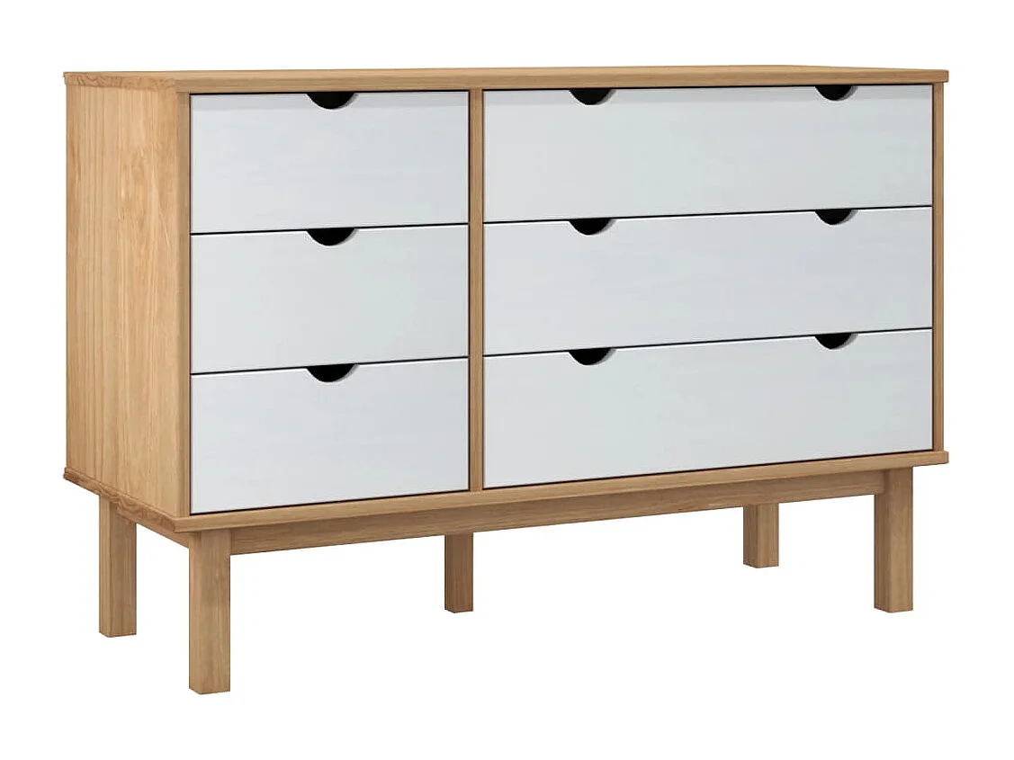 OTTA ladekast bruin en wit 111x43x73,5 cm massief grenenhout