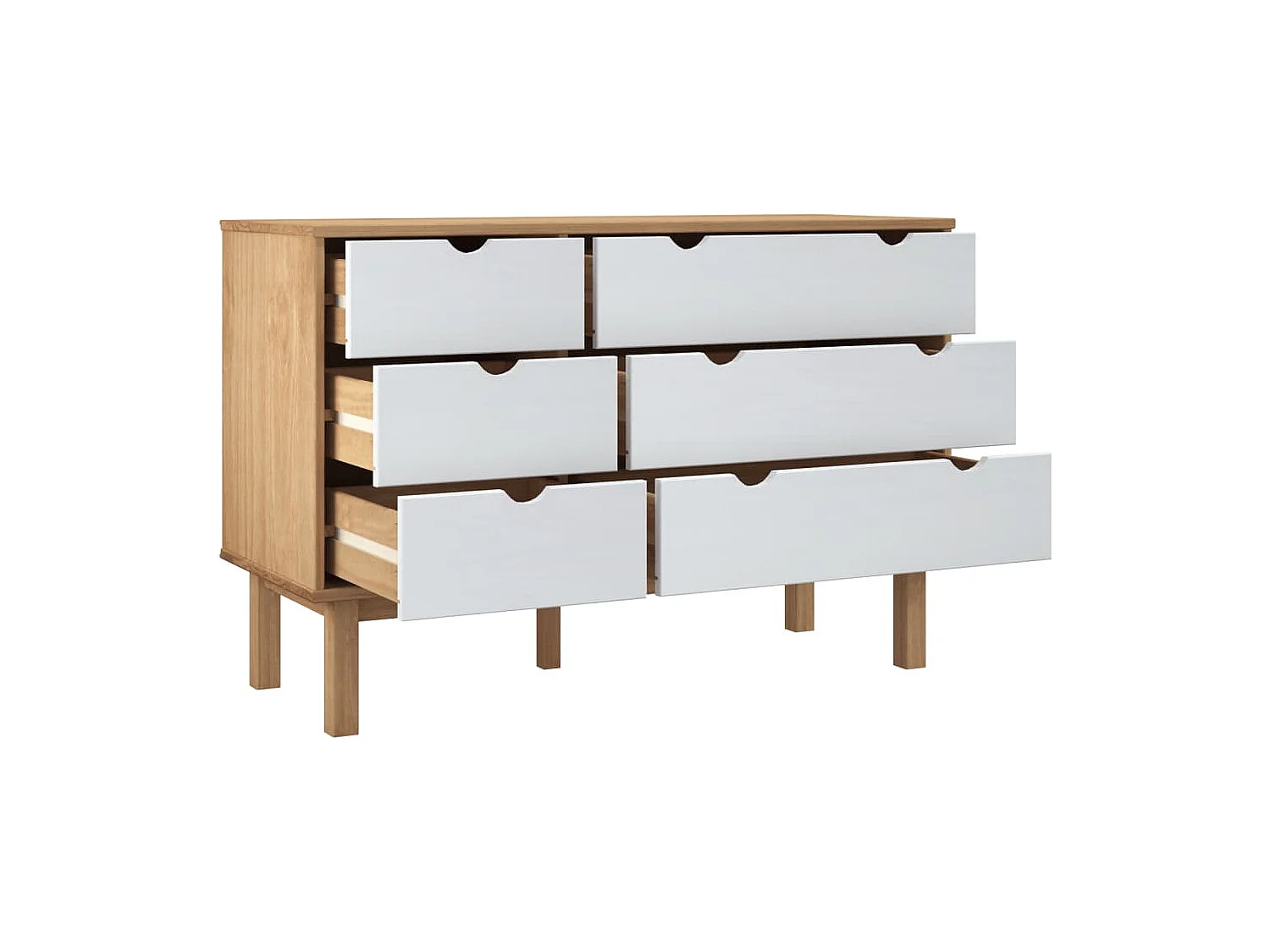 OTTA ladekast bruin en wit 111x43x73,5 cm massief grenenhout