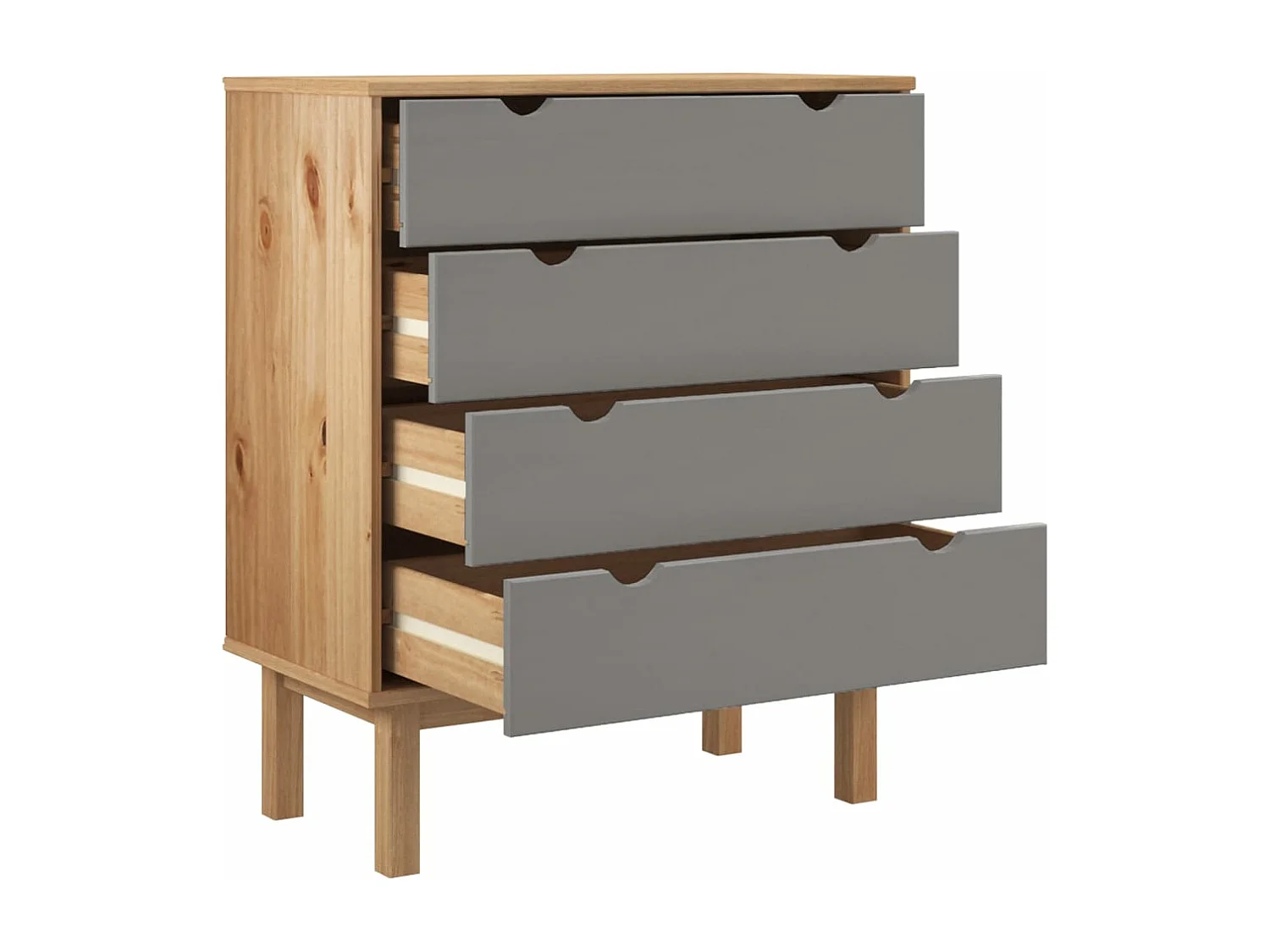 Cômoda OTTA marrom e cinza 76,5x39,5x90 cm Madeira maciça de pinho