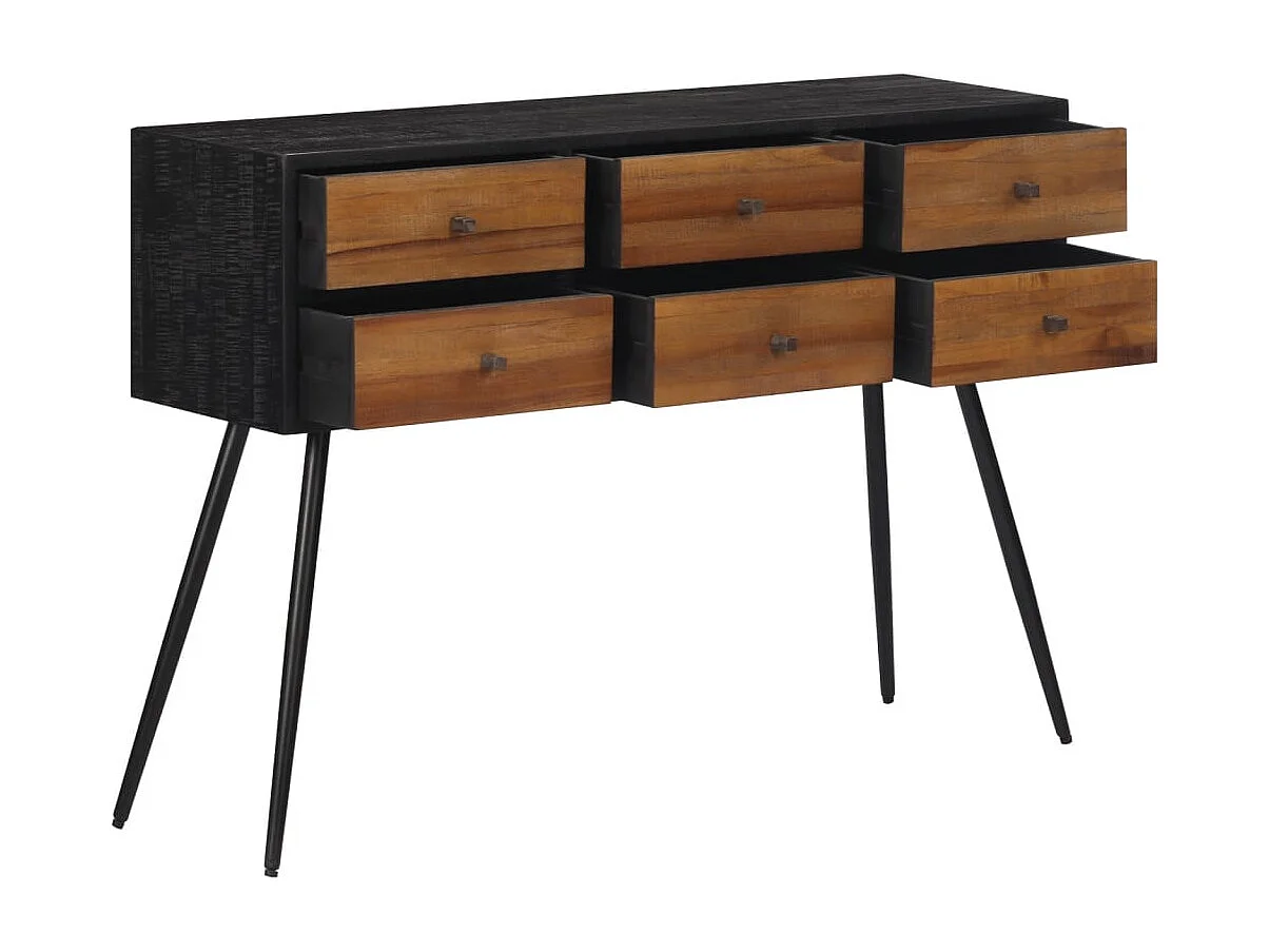 Mesa consola com gavetas 116x30x76 cm teca maciça recuperada