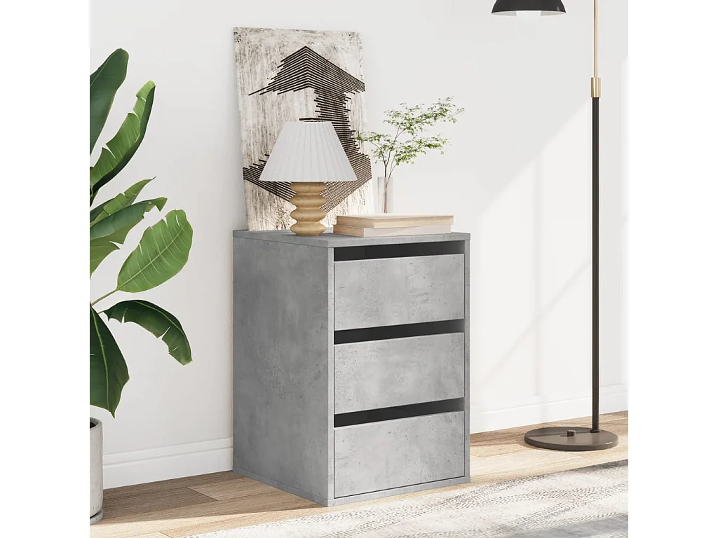 Commode d'angle gris béton 40x41x58 cm bois d'ingénierie