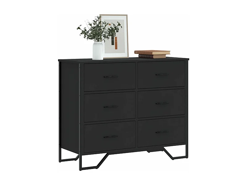 Zwarte ladekast 91x35,5x74,5 cm samengesteld hout