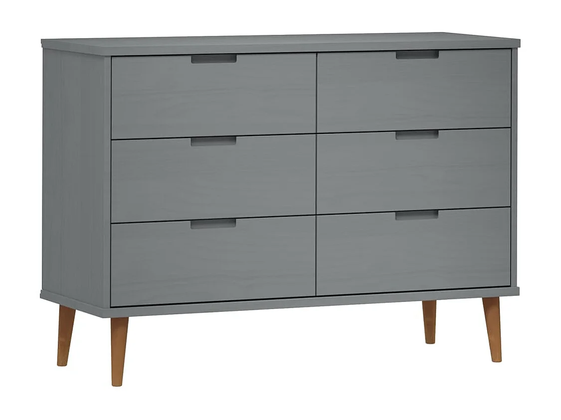 MOLDE Kommode Grau 113x40x80 cm Massives Kiefernholz