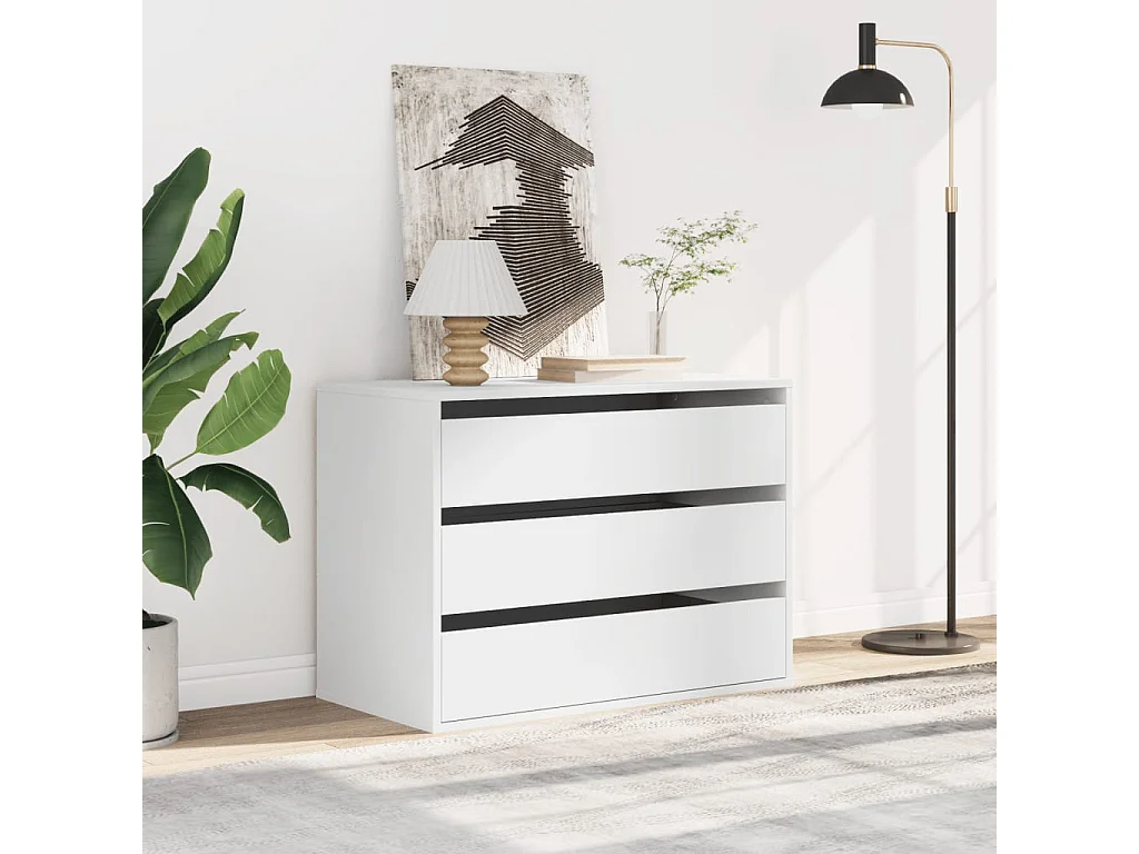 Cassettiera angolare bianca 80x41x58 cm in derivati del legno