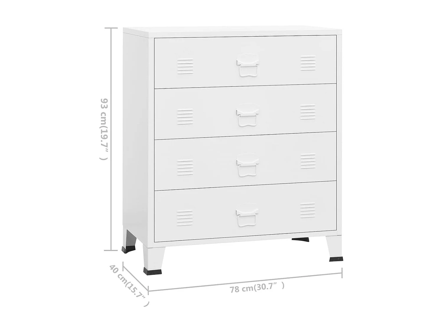 Cassettiera industriale Bianco 78x40x93 cm Metallo