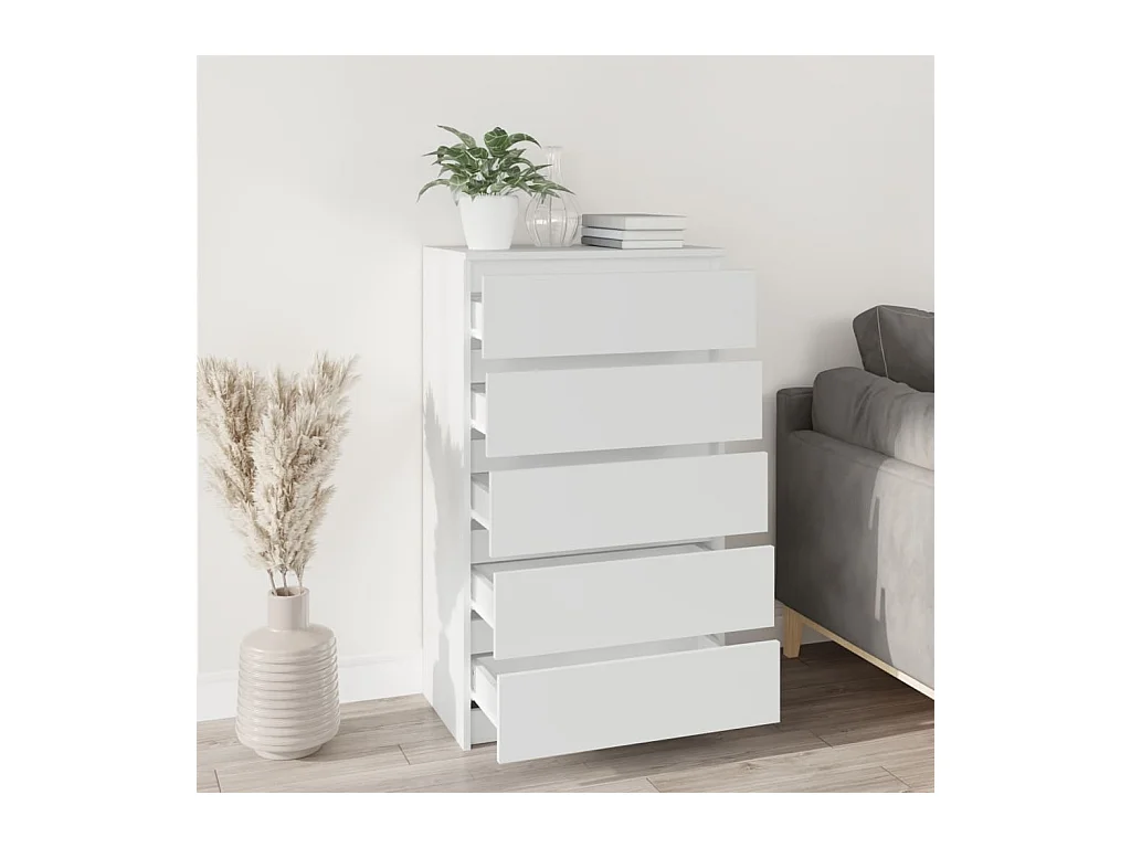 Cassettiera bianca 60x36x103 cm MDF