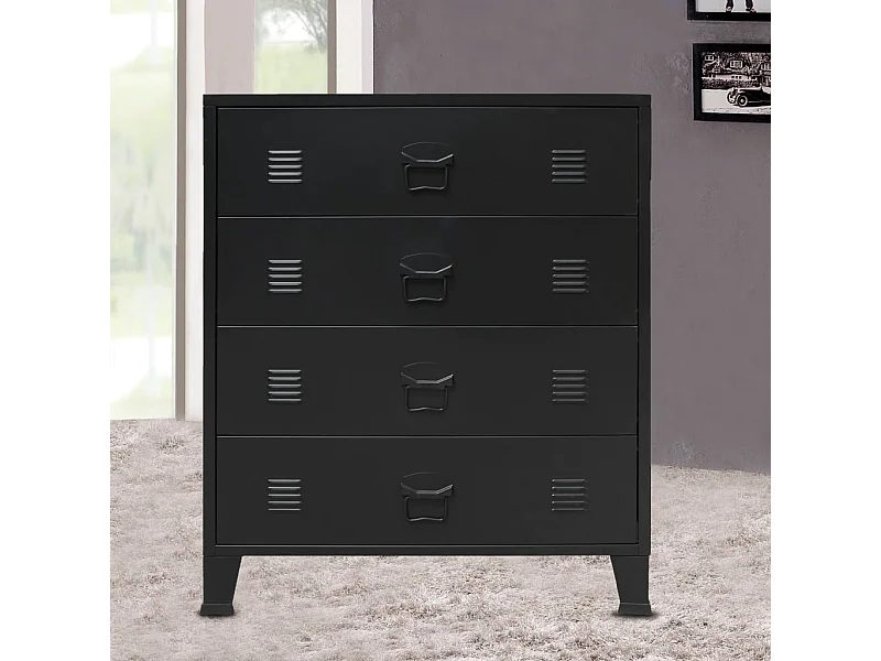 Cómoda de metal estilo industrial 78x40x93 cm negro