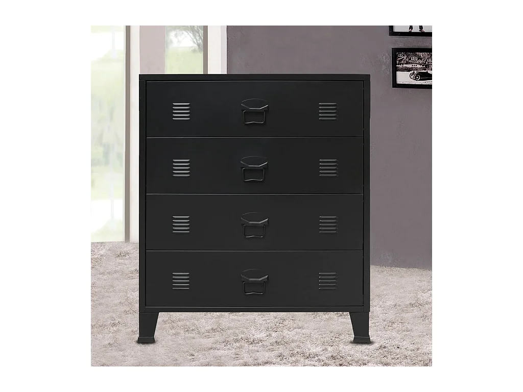 Kommode aus Metall im Industriestil, 78 x 40 x 93 cm, Schwarz