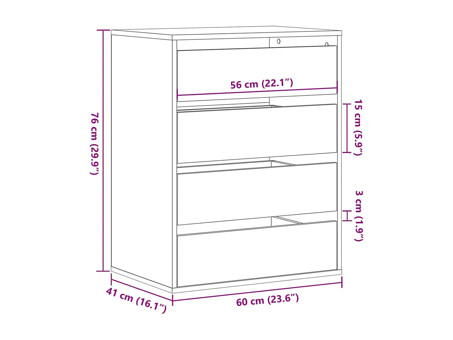 Cassettiera angolare in rovere Sonoma 60x41x76 cm in derivati del legno