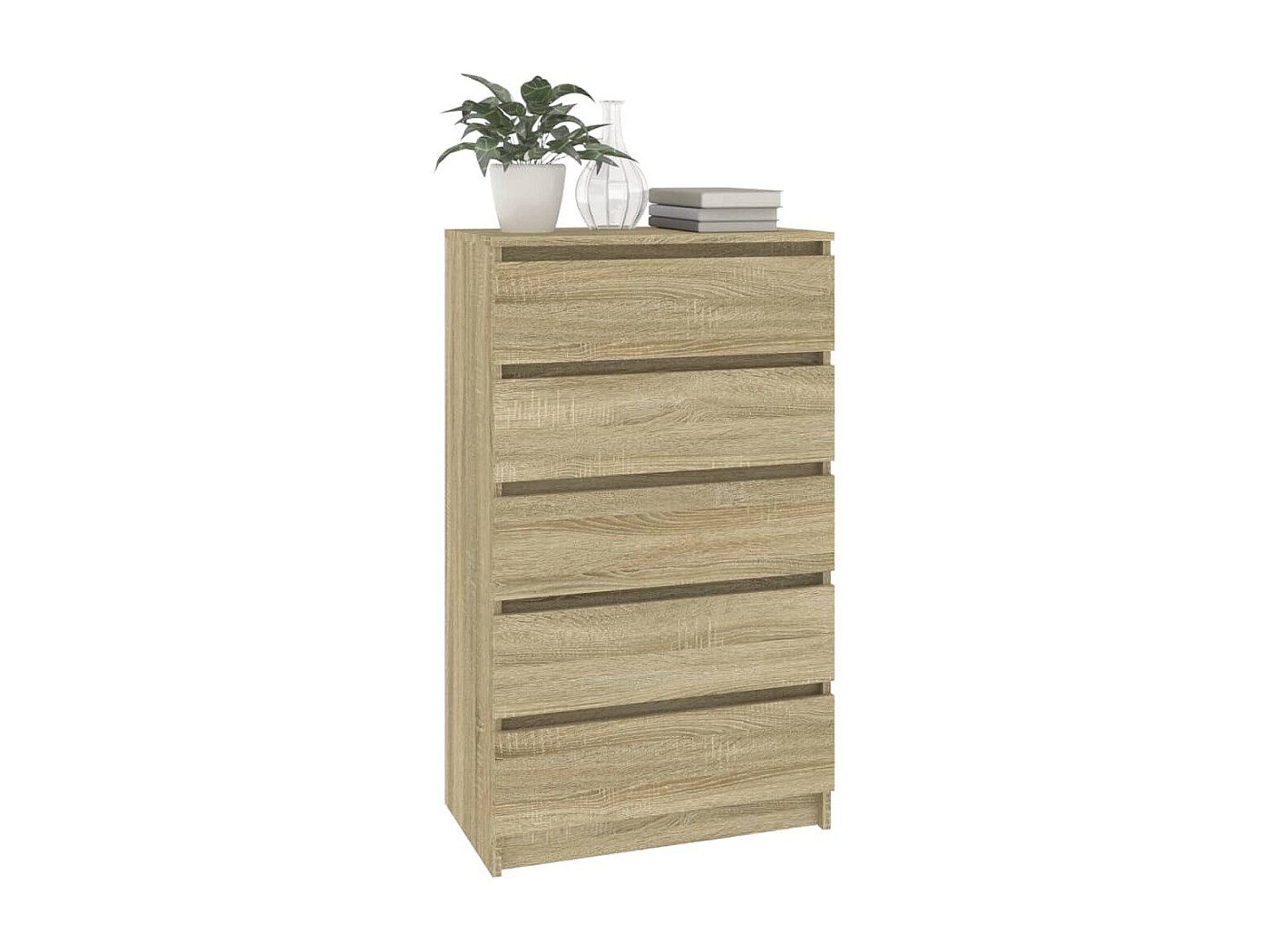 Cassettiera: rovere Sonoma / bianco opaco, 140 x 78 x 39 cm, 3 cassetti, 2 ante