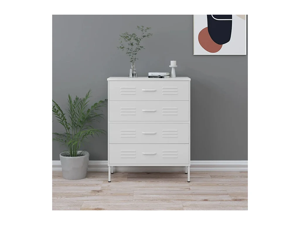 Commode Blanc 80x35x101,5 cm Acier