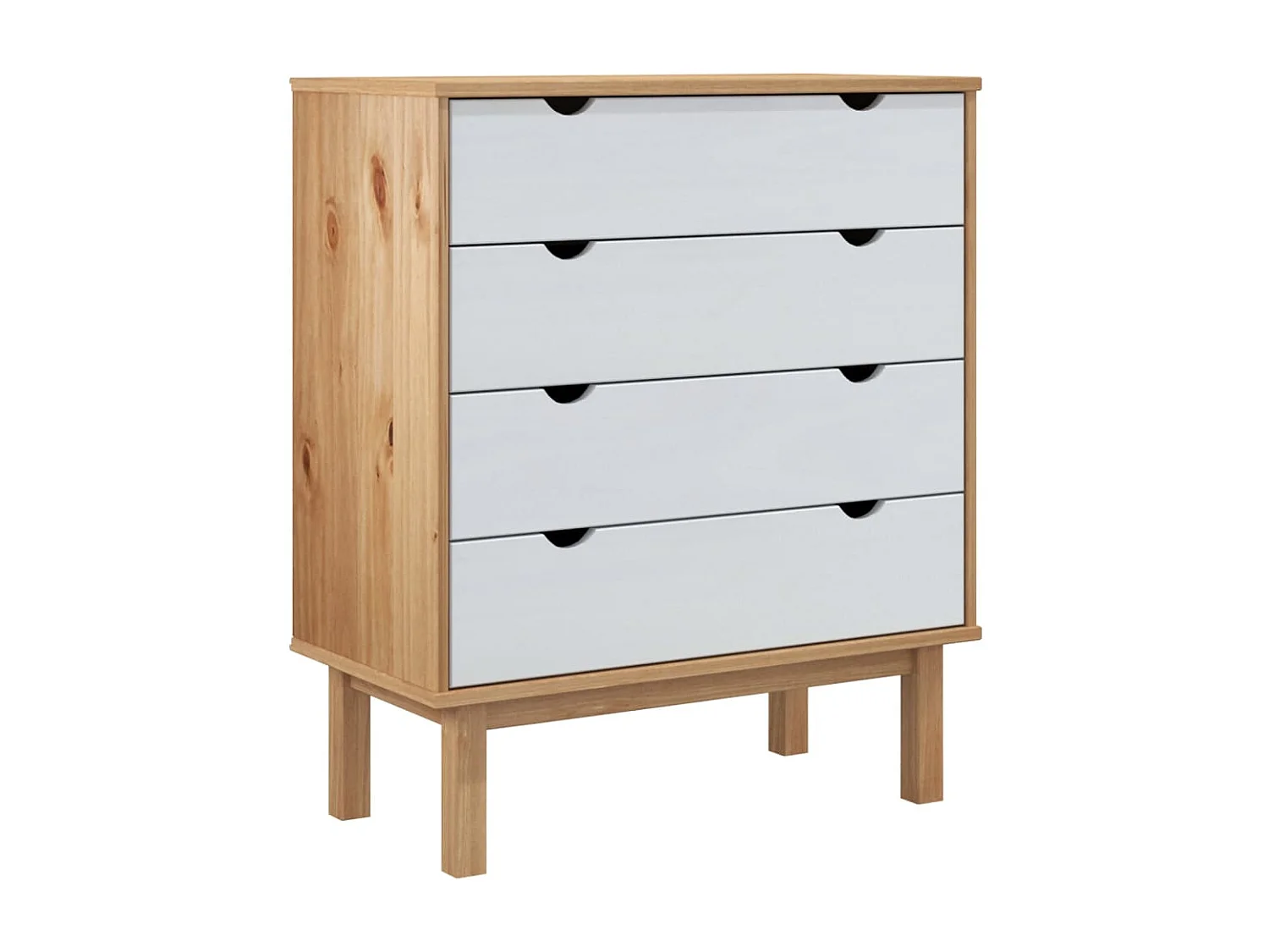 Cômoda OTTA marrom e branco 76,5x39,5x90 cm Madeira maciça de pinho