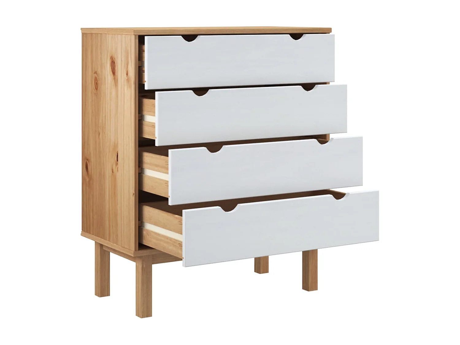 OTTA Kommode Braun und Weiß 76,5x39,5x90 cm Massives Kiefernholz