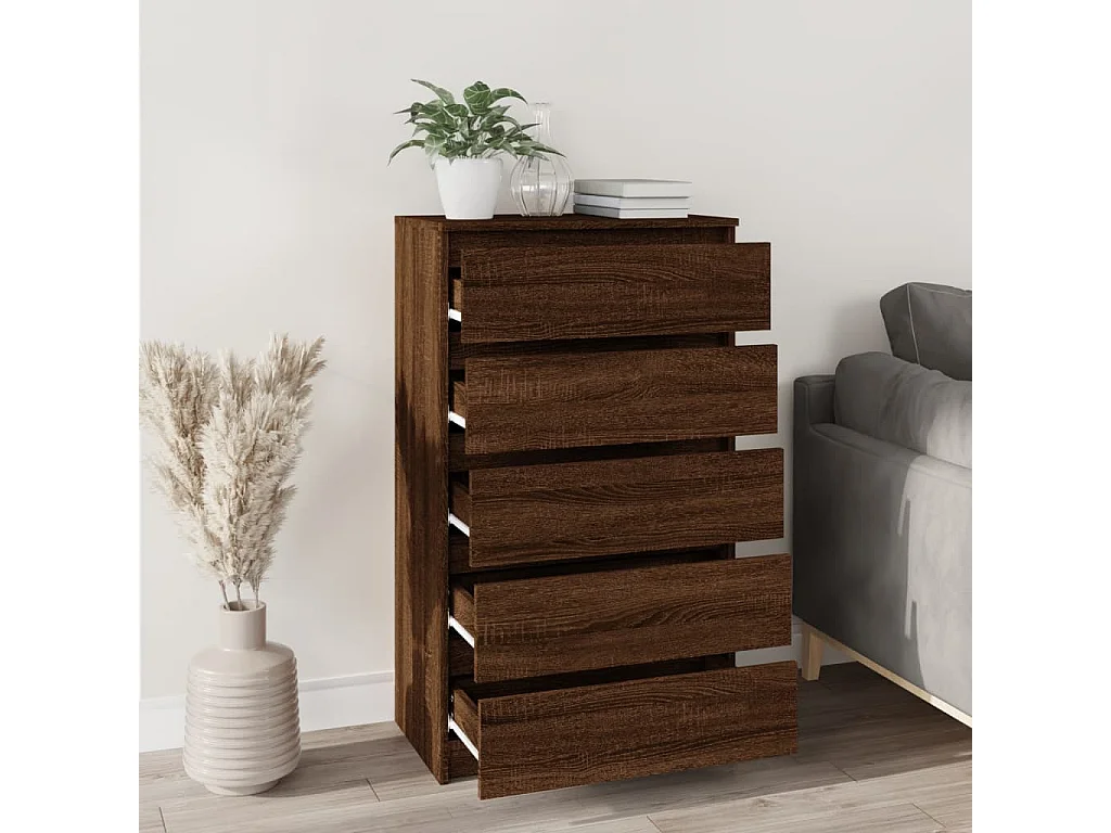 Cassettiera Rovere marrone 60x36x103 cm MDF