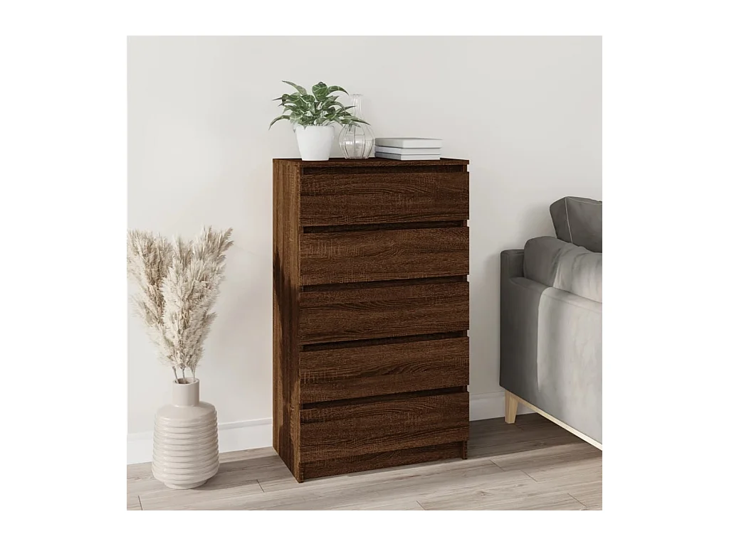 Commode Chêne marron 60x36x103 cm Bois d'ingénierie