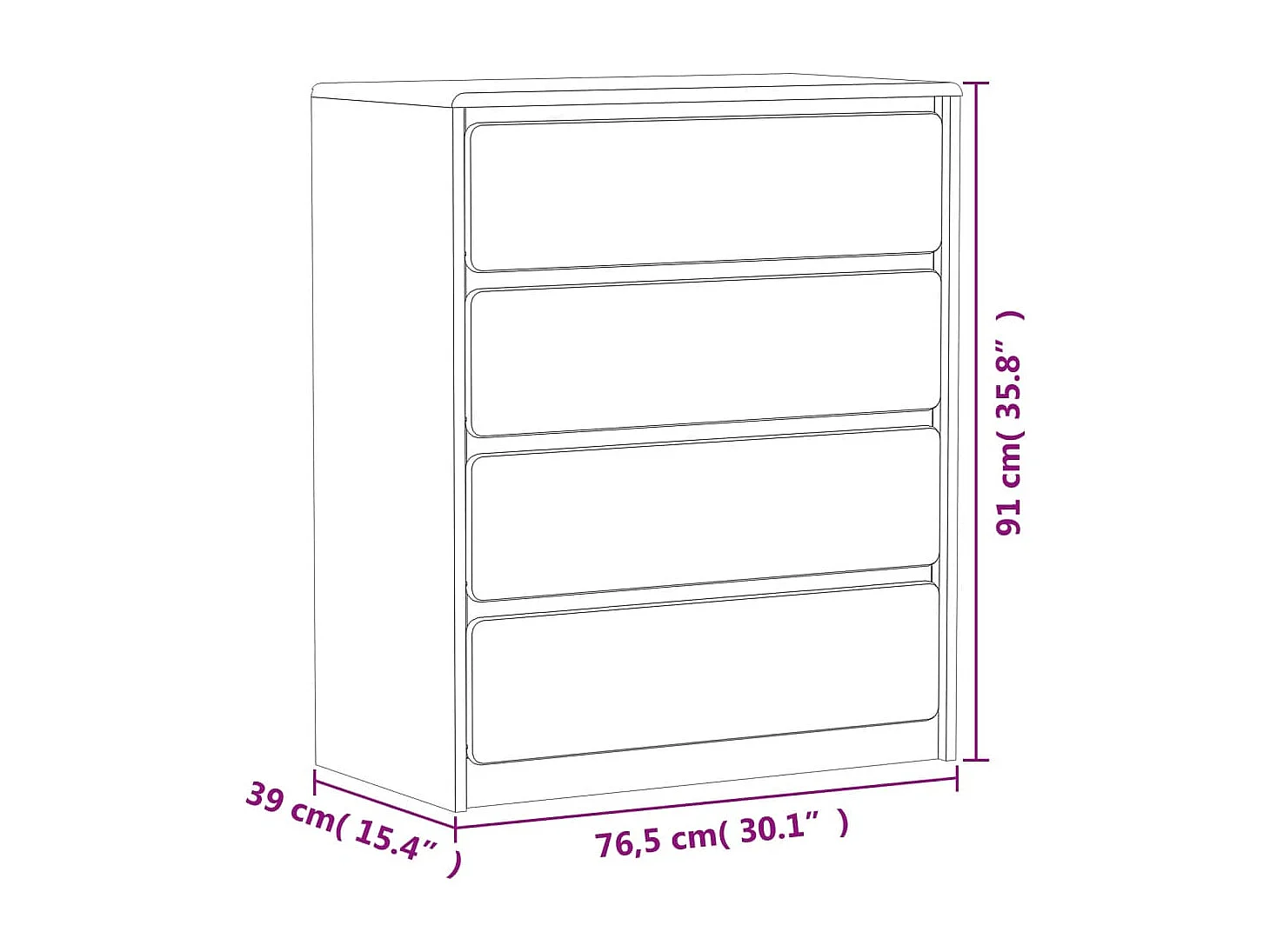 Commode SAUDA chêne 76,5x39x91 cm bois de pin massif