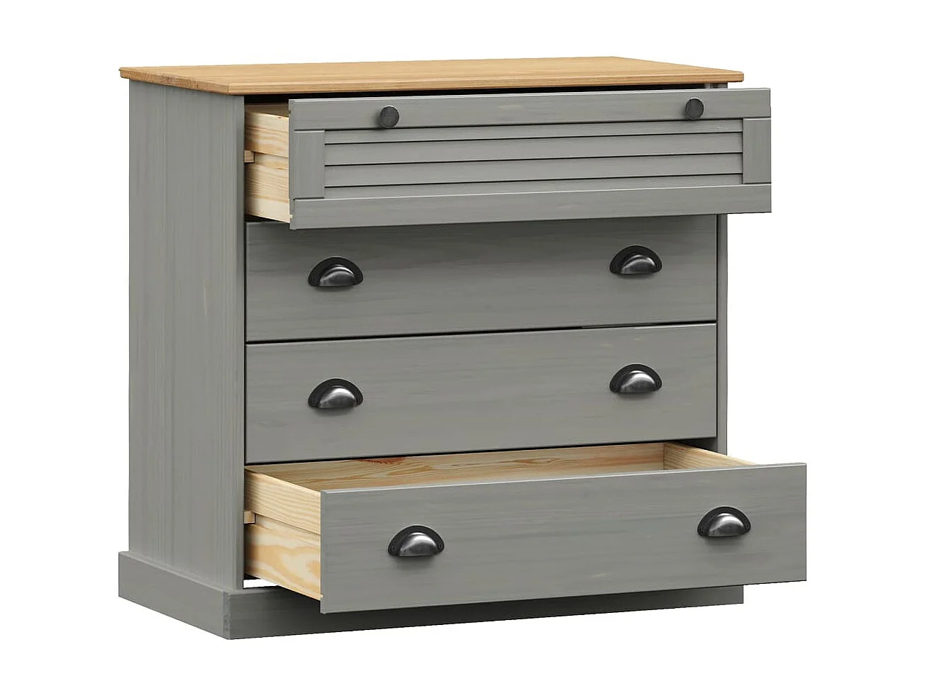 Commode VIGO gris 80x40x76 cm bois massif de pin