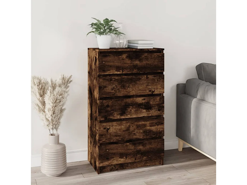 Cassettiera Rovere affumicato 60x36x103 cm MDF