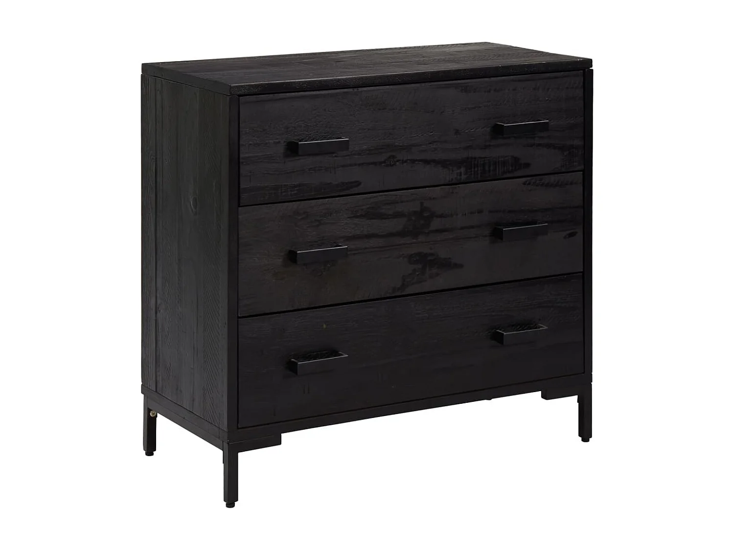 Cassettiera nera 75x35x70 cm Legno di pino massiccio