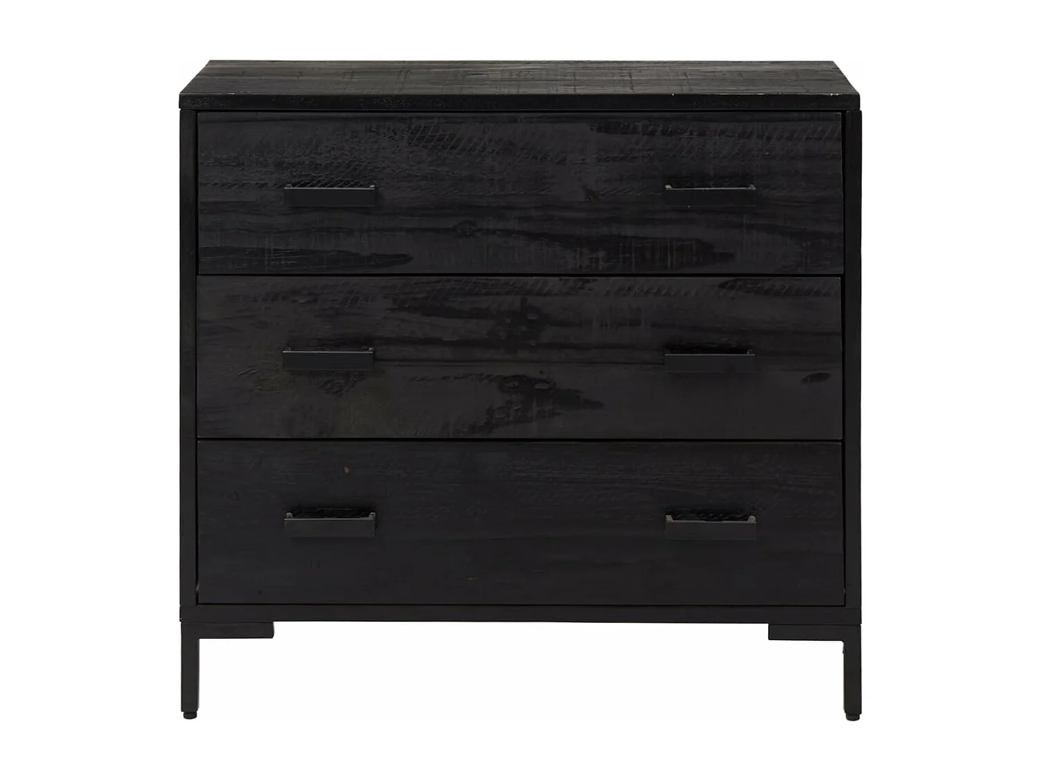 Cassettiera nera 75x35x70 cm Legno di pino massiccio