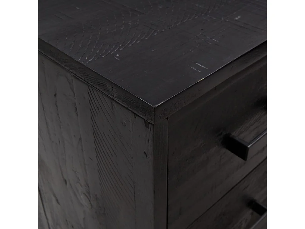 Cassettiera nera 75x35x70 cm Legno di pino massiccio