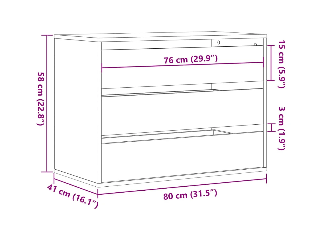 Commode d'angle gris béton 80x41x58 cm bois d'ingénierie
