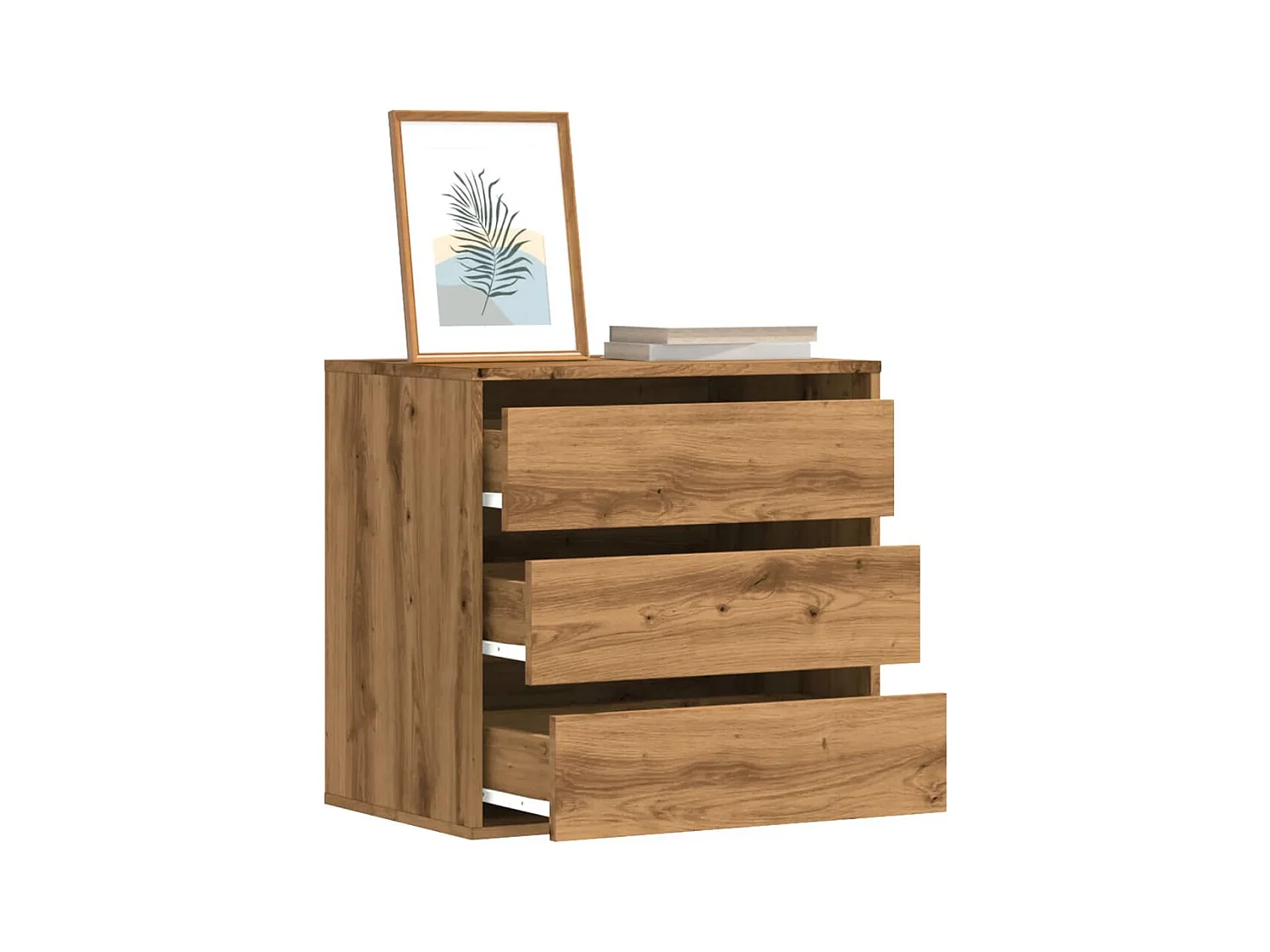 Commode d'angle chêne artisanal 60x41x58 cm bois d'ingénierie